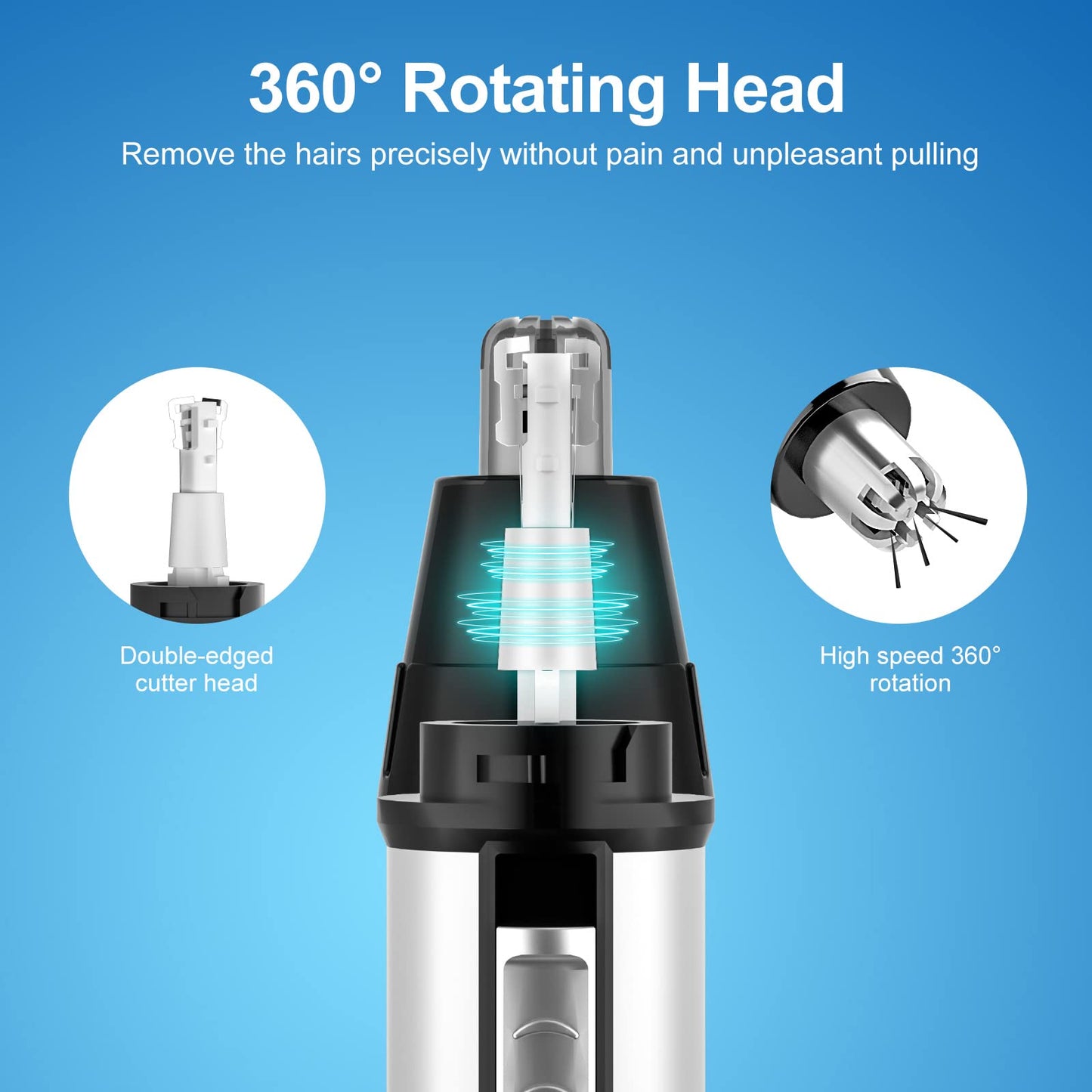 Ear and Nose Hair Trimmer for Men,Professional USB Rechargeable Nostril Nasal Hair Vacuum Cleaning System,4 in 1 Lightweight Waterproof Hair and Beard