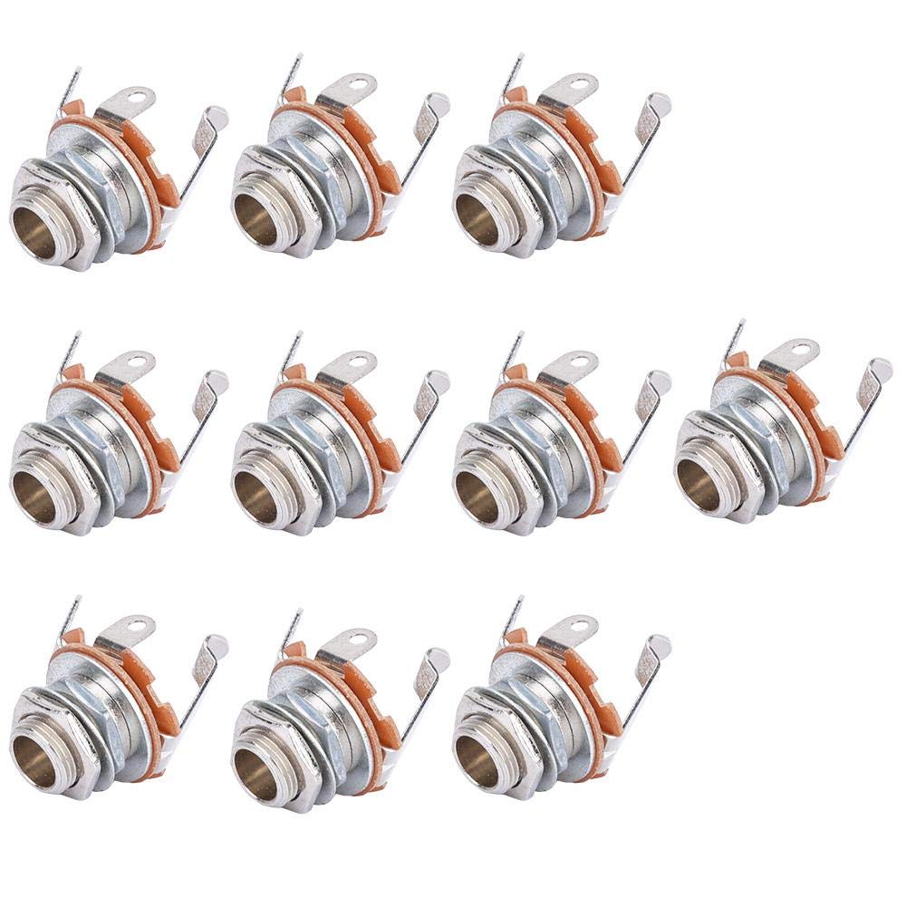 10 piezas 6,35 mm entrada de guitarra salida jack estéreo mono jack toma cilindro reemplazo para guitarra acústica bajo eléctrico