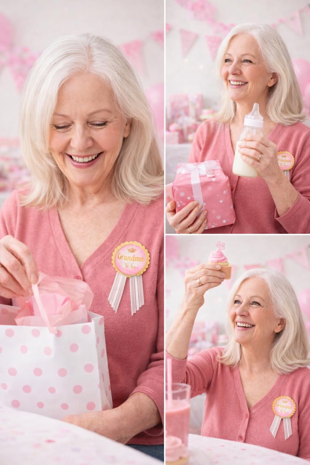 Grandma to be Pin Princess Baby Shower Pin - Rosa y dorado, It's a Girl, Baby Sprinkle, Una talla, Cartulina cartulina cinta de satén