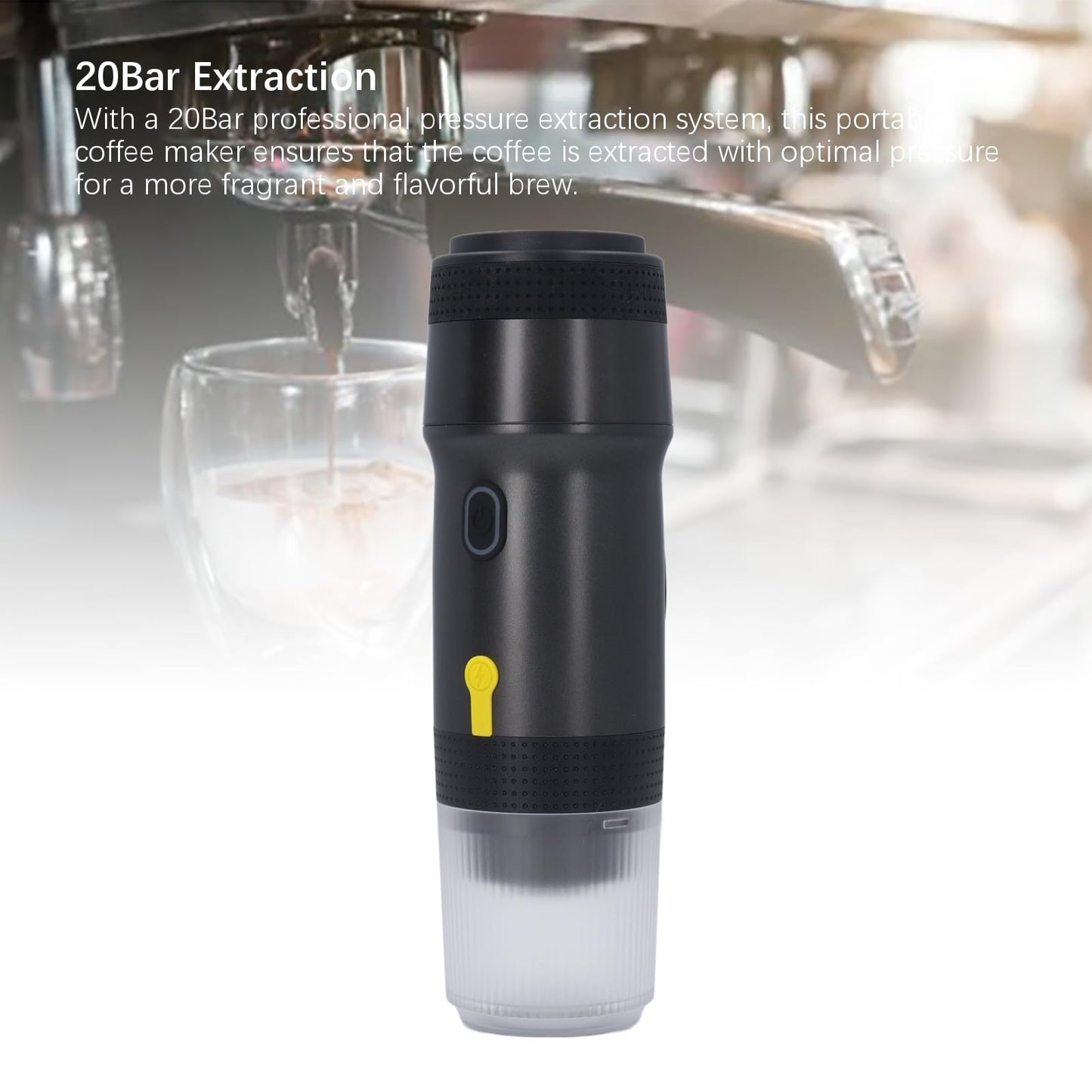Máquina de café Espresso Portátil, 3 en 1, 20 Bar de Presión, Cargador Coche USB, Máquina de café de Cápsulas Automática, Pequeña de café Expreso de Viaje para