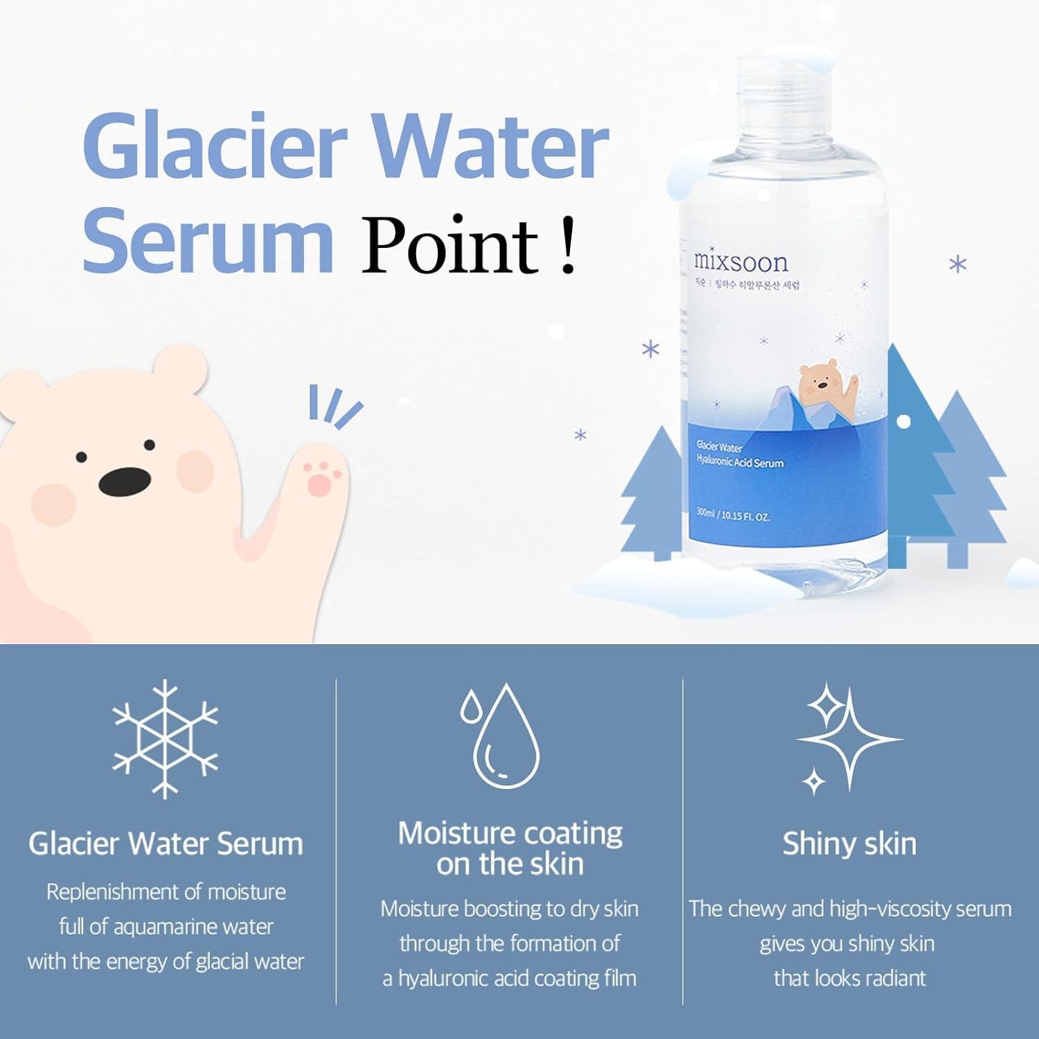 mixsoon Glacier Water Hyaluronic Acid Serum for Face Hydrating,Non greasy Hydrating korean Skin care,Mega-sized 10.14 fl.oz 300ml