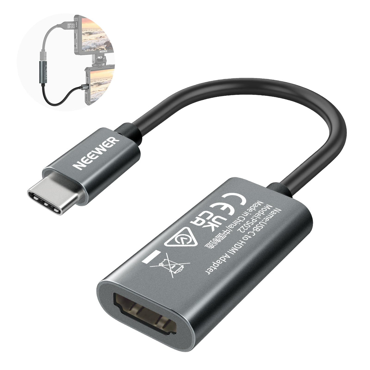 Adaptador USB C a HDMI 4K 60Hz NEEWER Plug&Play Transferencia de Video PS022