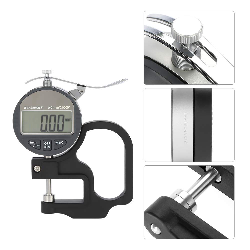 Medidor de Espesor Digital con Pantalla LCD y Pinza 0.01mm Resolución 0-12.7mm