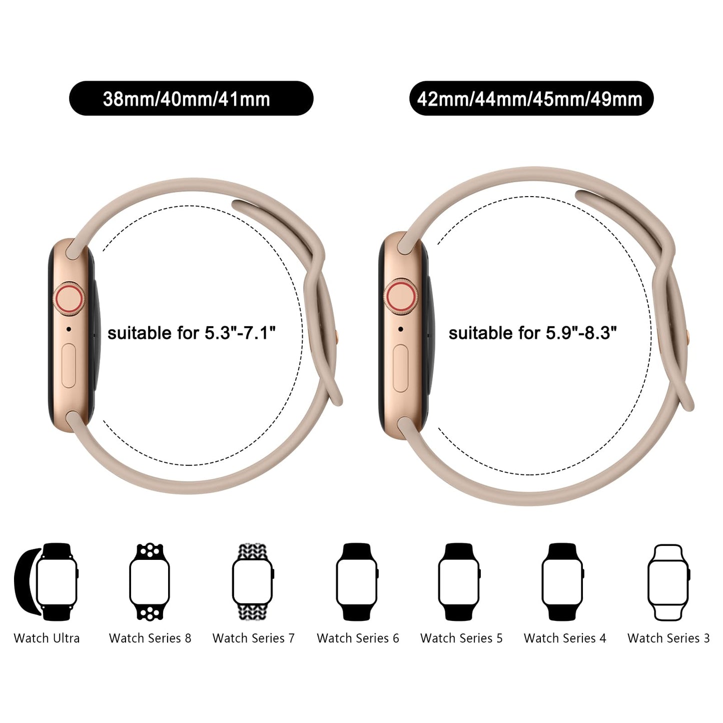 Paquete de Bandas de Silicona Líquida Compatibles con Apple Watch Serie 10 42mm 41mm 40mm 38mm Repuesto Suave para Mujeres y Hombres
