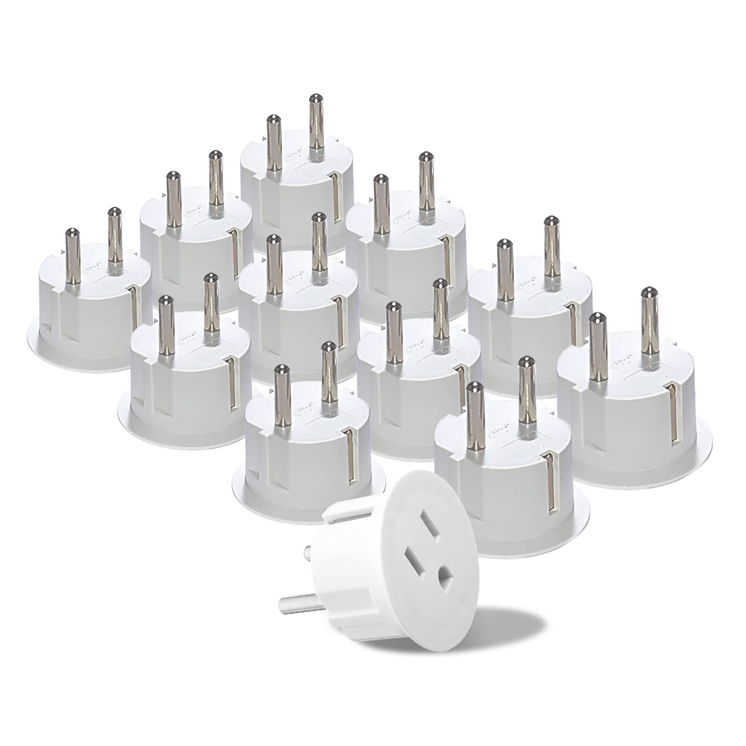 Adaptadores de Enchufe American USA a Europeo Schuko Orei Certificados CE Alta Resistencia - 12 Paquetes