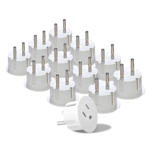 Adaptadores de Enchufe American USA a Europeo Schuko Orei Certificados CE Alta Resistencia - 12 Paquetes
