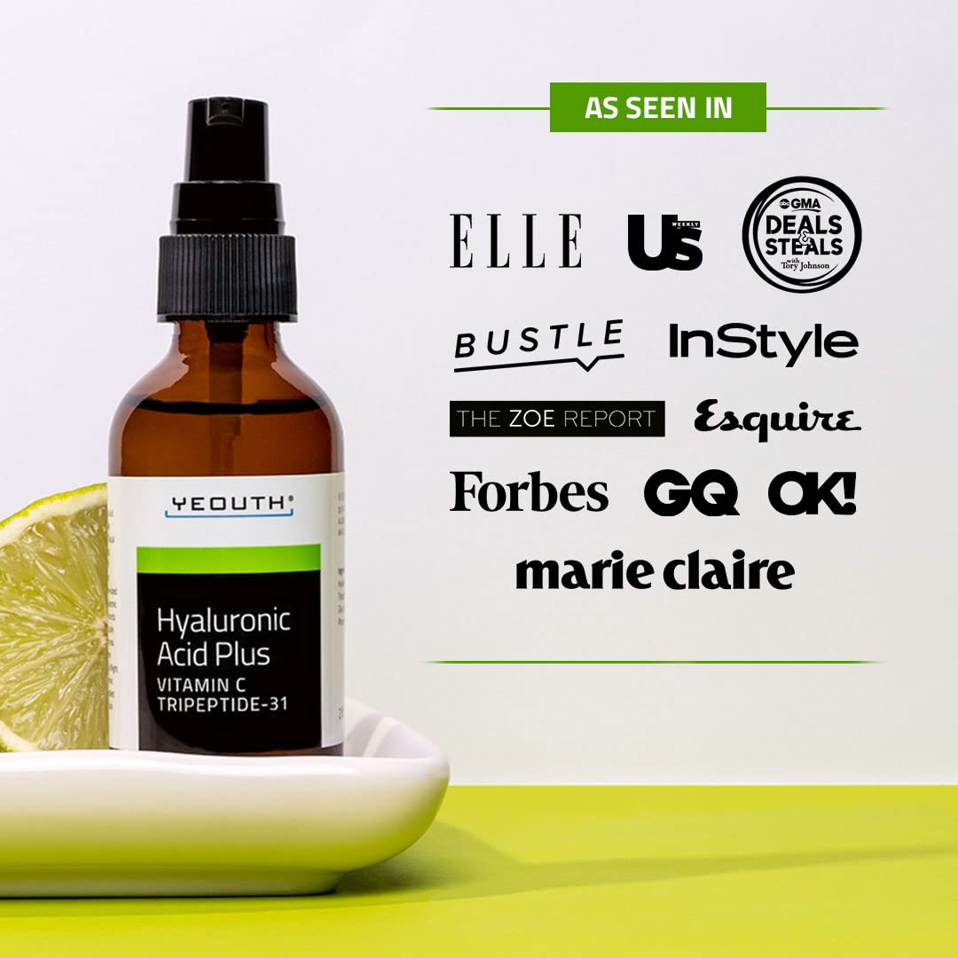 YEOUTH Serum Acido Hialuronico con Serum Vitamina C y Tripeptides, Ácido Hialurónico Cara para Hombres y Mujeres, Serum Facial para Arrugas, Puede Usar se con Retinol 30ml