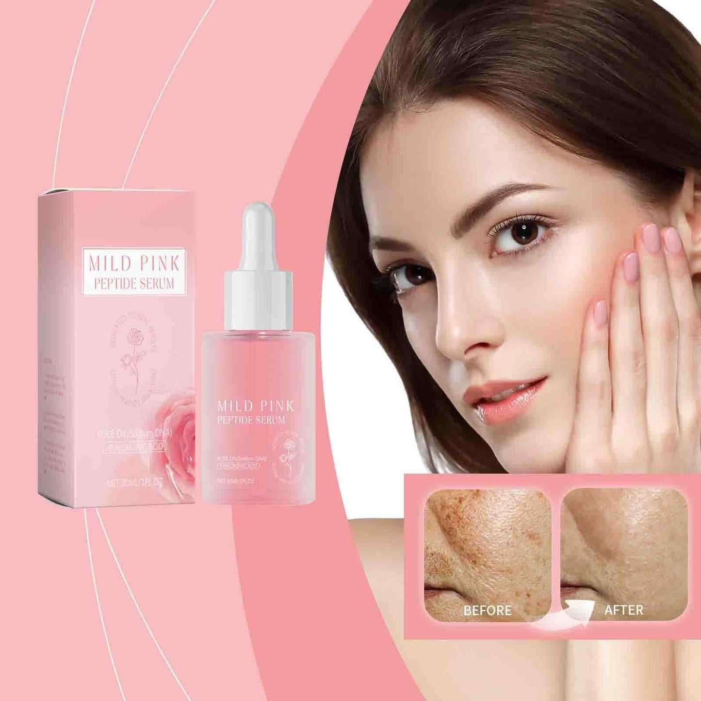 Rose PDRN Pink Peptide Serum, Vegan PDRN Anti-Aging Serum for Fine Lines and Wrinkles, Anti-Aging Minimize Wrinkles and Lifting Firming (30ml,3pc)
