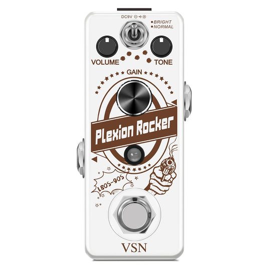 Pedal de Distorsión VSN Plexion Efecto para Guitarra Bajo con Modos Brillo Normal True Bypass
