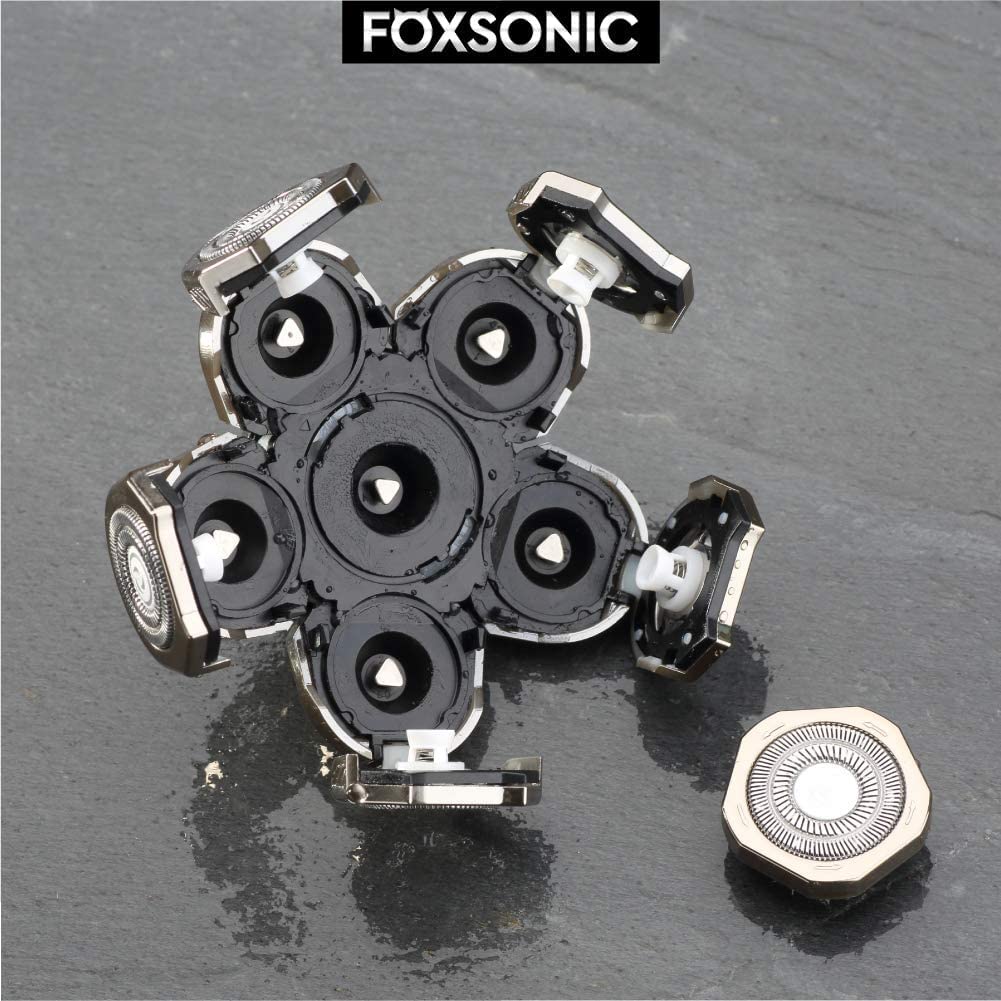 FOXSONIC Silvery - Cabezales de repuesto para afeitadora eléctrica para hombre, cabeza de repuesto de 6 cuchillas