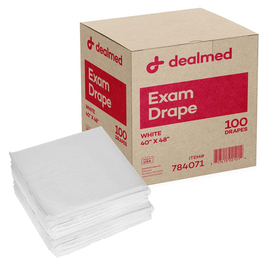 Dealmed - Sábanas drapeadas – 100 unidades de 2 capas, material blanco, perfectas para hospitales, instalaciones médicas y consultorios médicos, 40 x 48 pulgadas