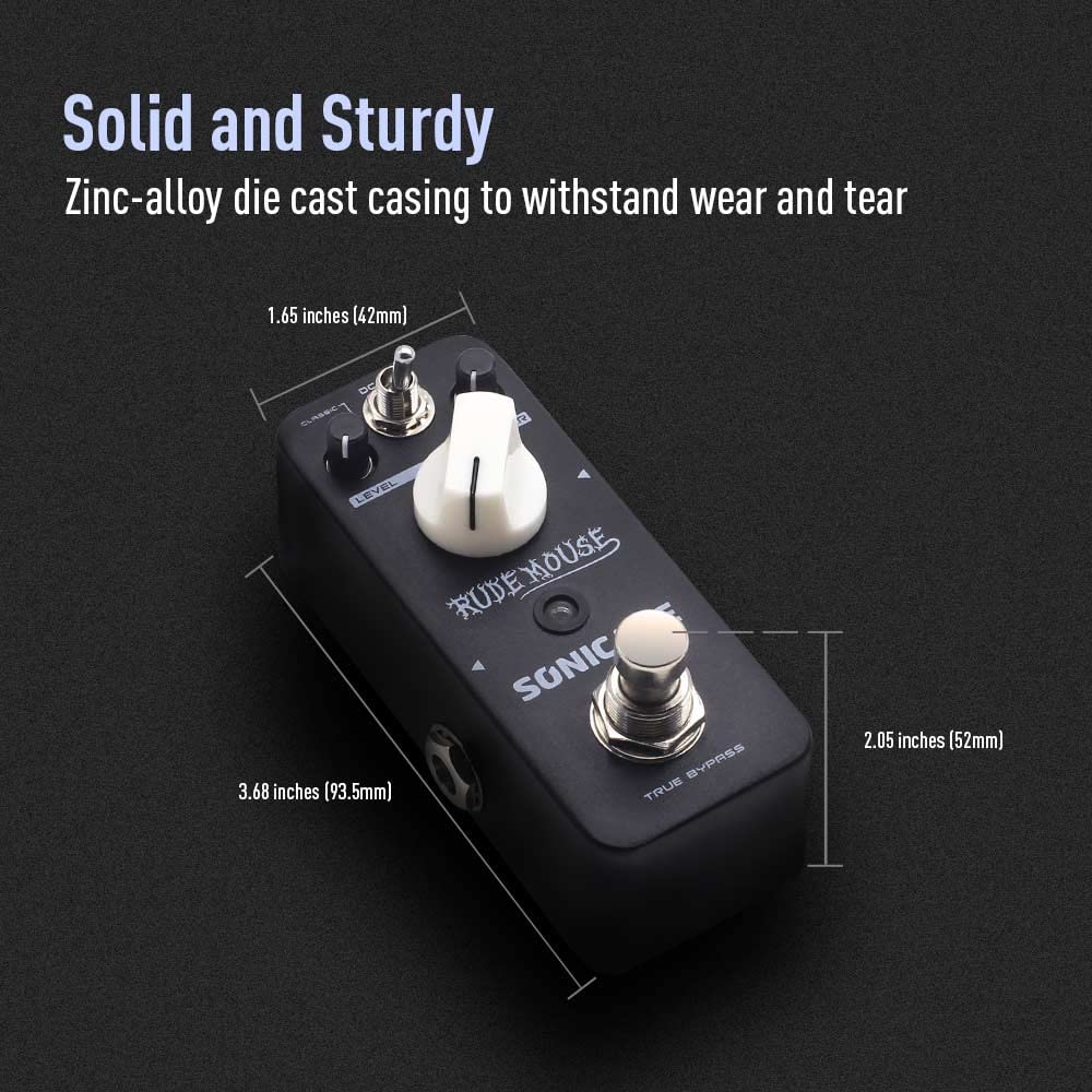 Pedal de Distorsión SonicaKE Hiper Crujiente a Borrosa para Guitarra