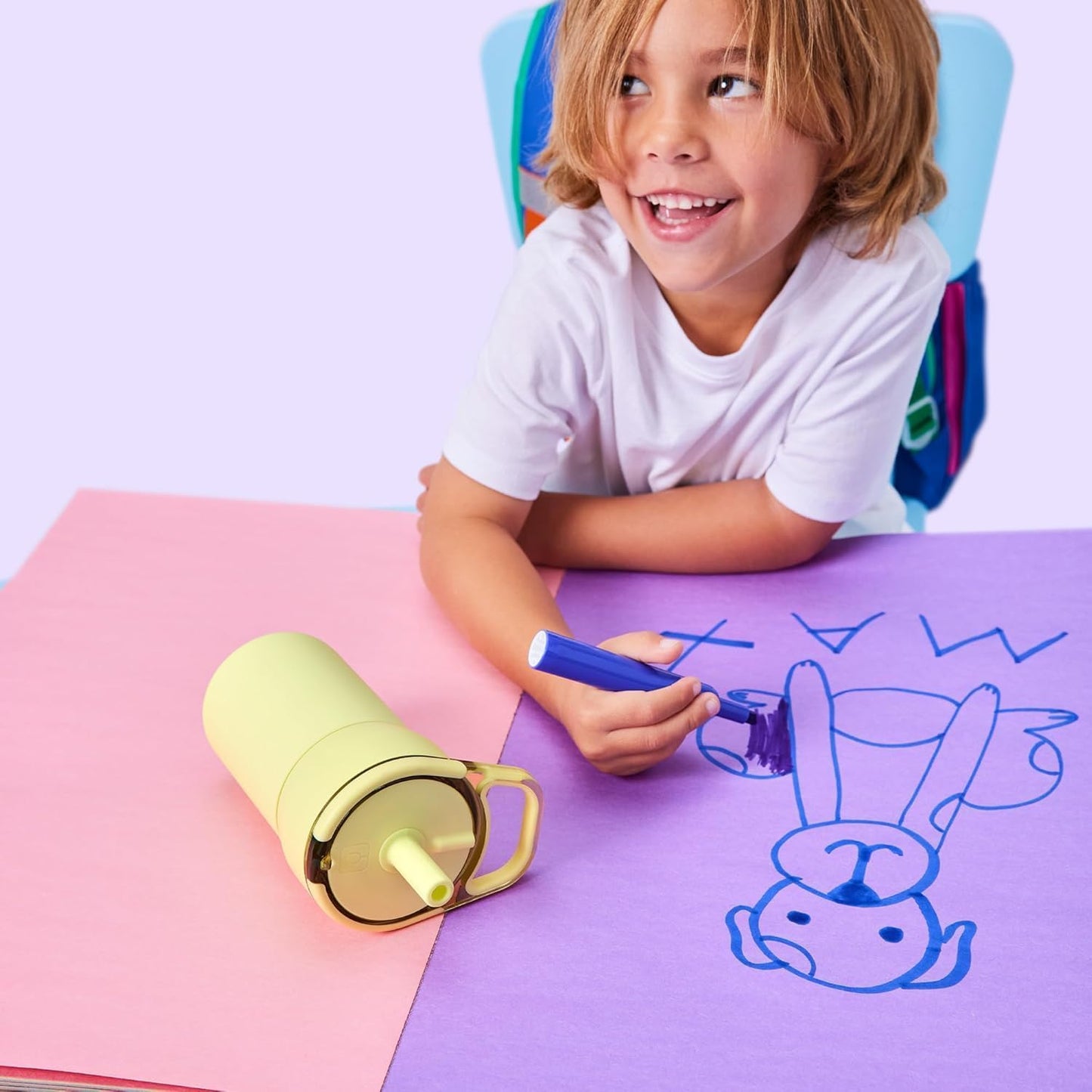 BrüMate Leap - Vaso para niños de 12 oz, 100% a prueba de fugas, con asa y popote suave de silicona | Funda de silicona duradera resistente a caídas | Hecho de acero inoxidable aislado | Apto para