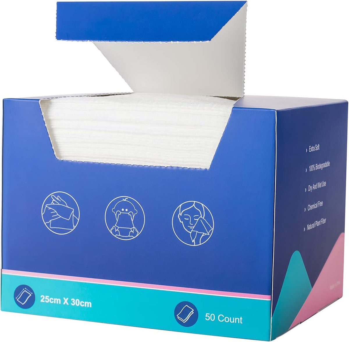 Atitifope - Toalla de limpieza desechable, toalla facial húmeda y seca, toalla para eliminar el maquillaje, 24,86 x 30 cm (1 caja)