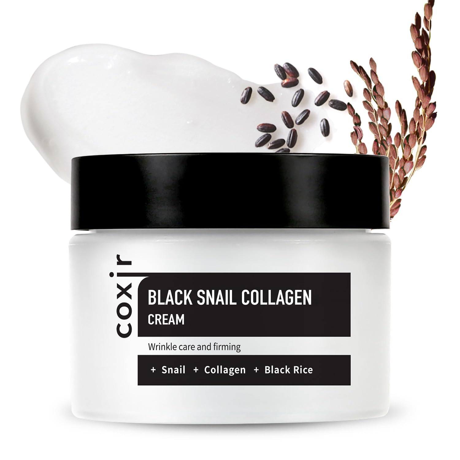 COXIR [Coxir] Crema de colágeno de caracol negro (50 ml) | Mucina de caracol, colágeno, frijoles negros, sin parabenos, sin crueldad, cuidado de la piel coreana
