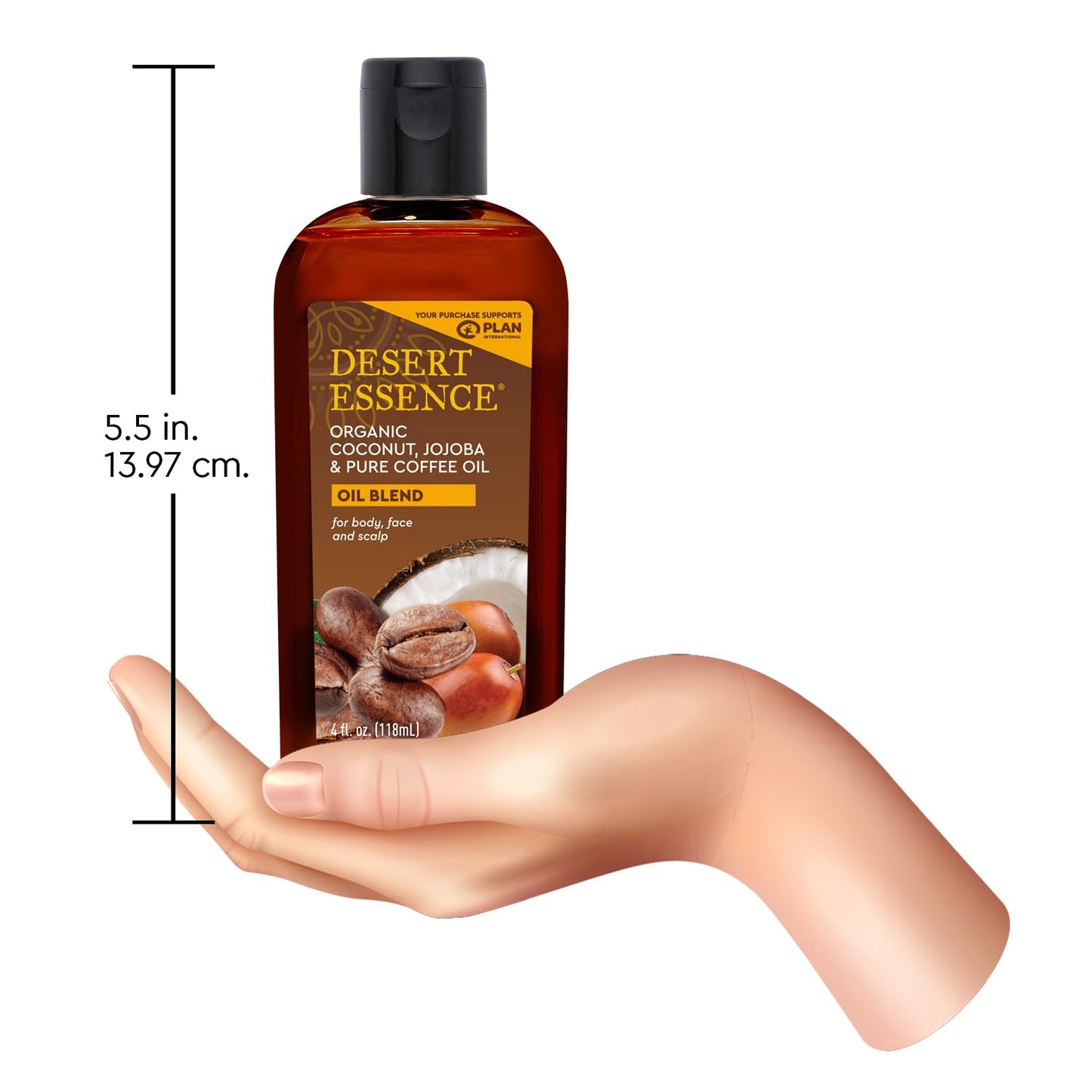 Desert Essence - Aceite Orgánico de Coco, Jojoba y Café Puro Para Cara y Cabello 118ml