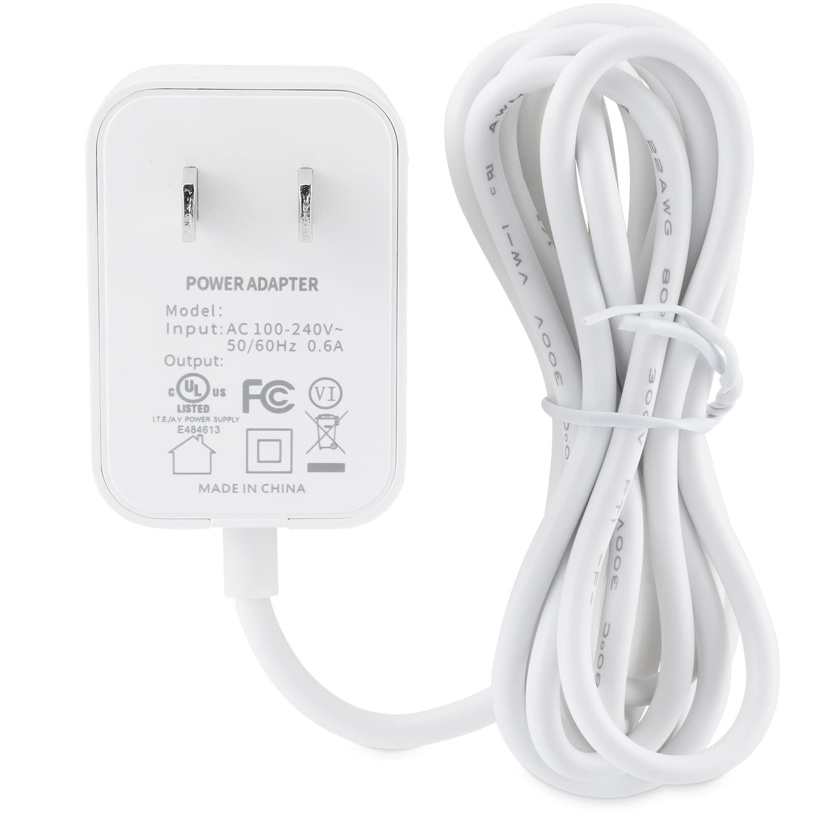 LEFXMOPHY - Cargador para monitor de bebé, visualización de mano, 5 V, cable de alimentación UL con cable blanco de 5 pies (no para cámara)