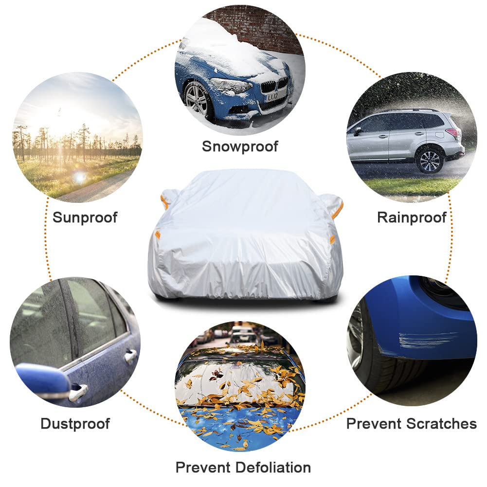 Kayme - Funda de coche SUV de 6 capas, personalizada para BMW X1 (2009-2023), impermeable a todo tipo de clima para automóviles, cubierta completa para exteriores, lluvia, sol, protección UV. Plateada