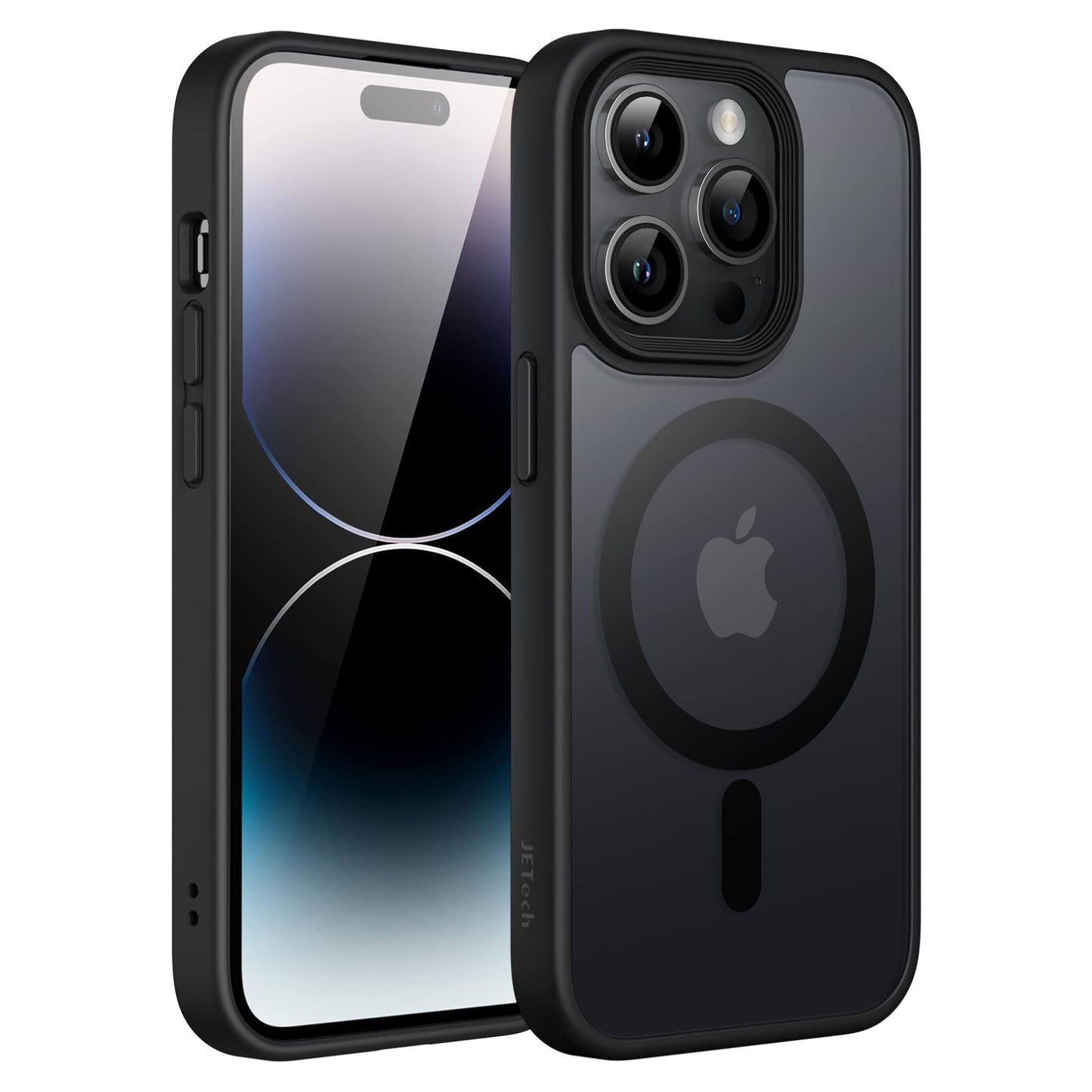 JETech Funda Magnética para iPhone 14 Pro 6.1 Pulgadas Compatible con MagSafe, Carcasa Translúcida Mate Trasera Fina Antigolpes (Negro)