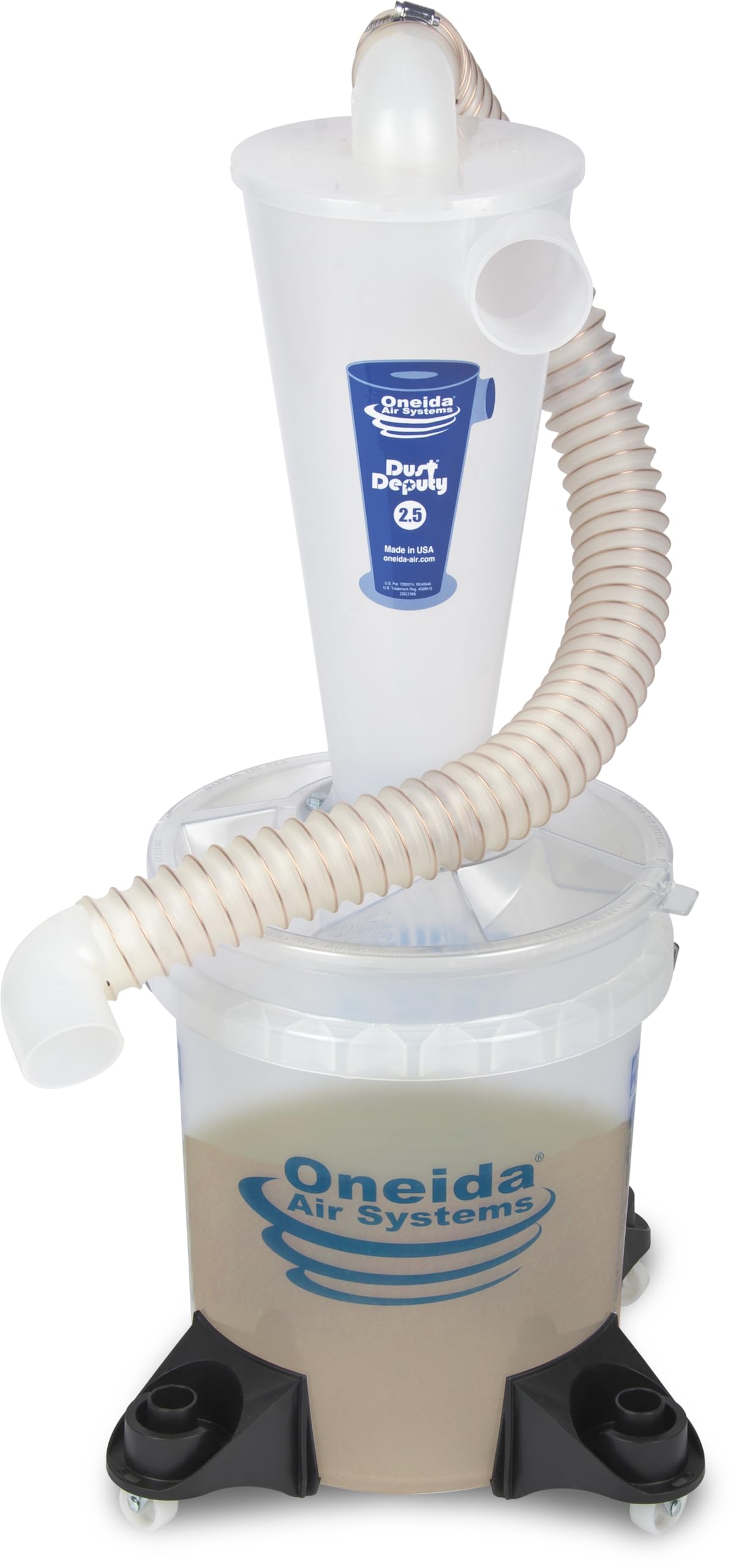 Kit Colector de Polvo Oneida Air Systems Transparente con Separador Ciclónico Portátil 2.5 Deluxe 5 Gal para Aspiradoras en Húmedo y Seco