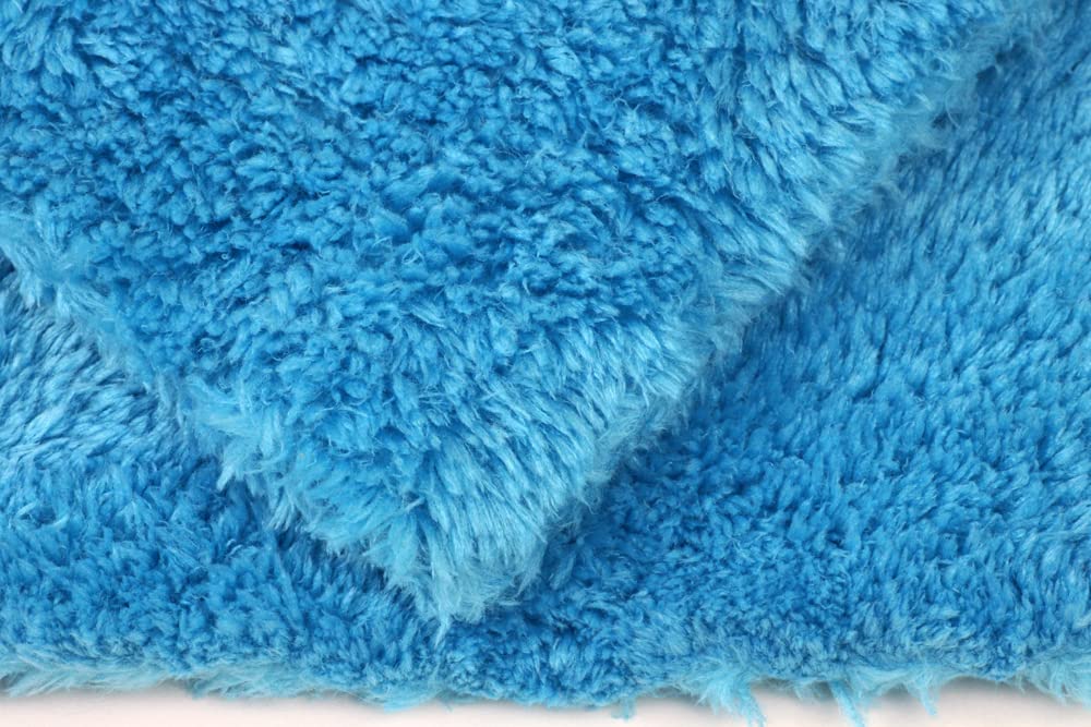 Autofiber [Korean Plush 550] Toallas de alta calidad sin bordes de 550 g/m² (16 x 16 pulgadas), color azul aguamarina, paquete de 3