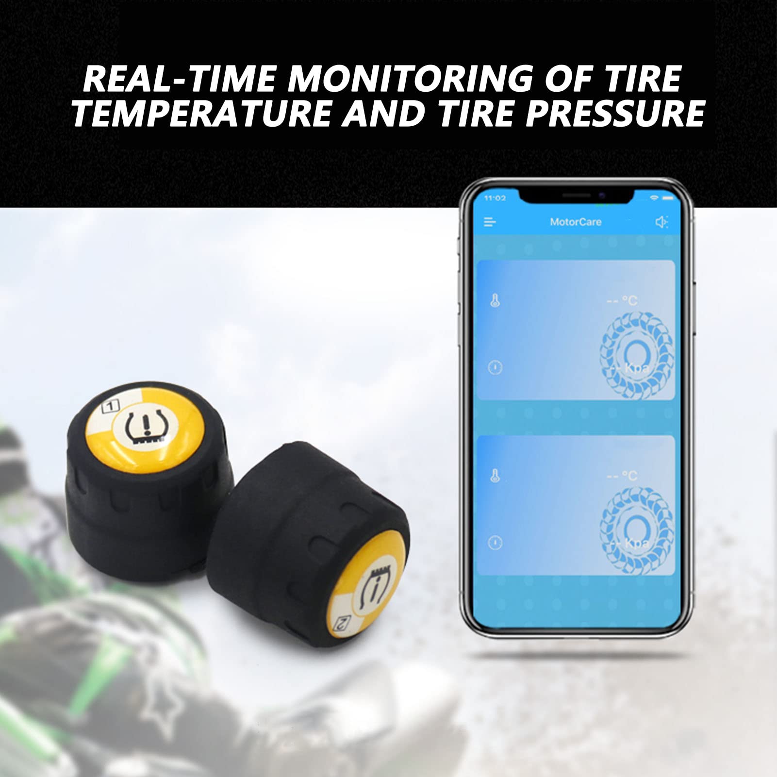 Sistema de Monitoreo de Presión de Neumáticos Aramox Bluetooth para Motocicleta Sensor Externo Aplicación Visualización