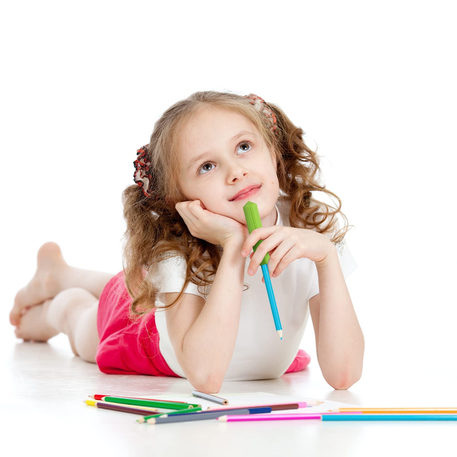 Eersida - Juego de 6 piezas de lápices sensoriales masticables para lápices masticables, juguetes sensoriales para niños y niñas, necesidades motoras orales (rojo, azul, verde)