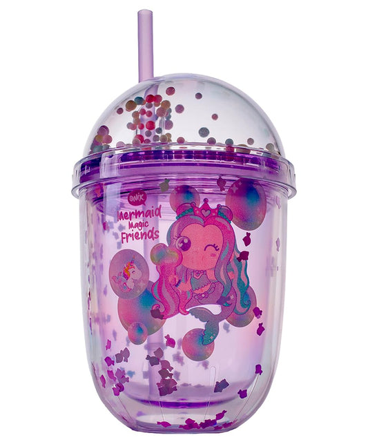 Vaso Onix Sirena Magica, con tapa y popote