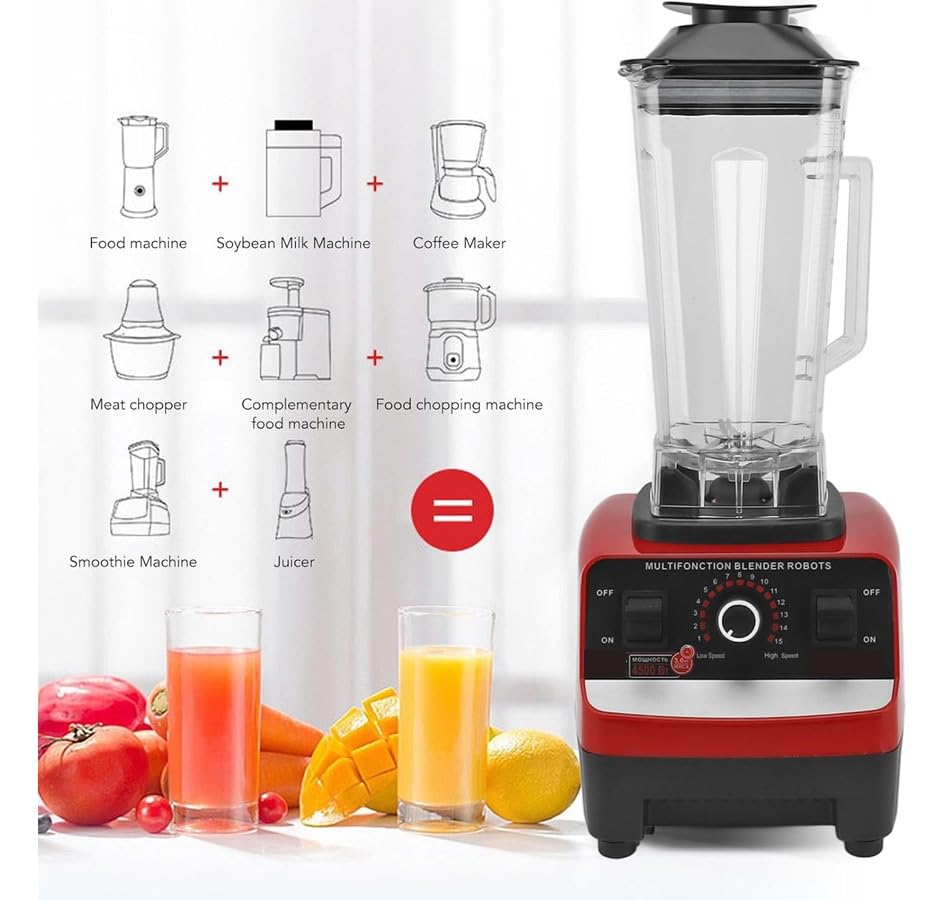 CV DIRECTO Licuadora Profesional 15 Velocidades Vaso con Capacidad de 2 Lts Mango Ergonomico 6 Cuchillas de Acero Inoxidable Licuadora Multifuncional Potencia 1500 W Frappe Extrae los Nutrientes