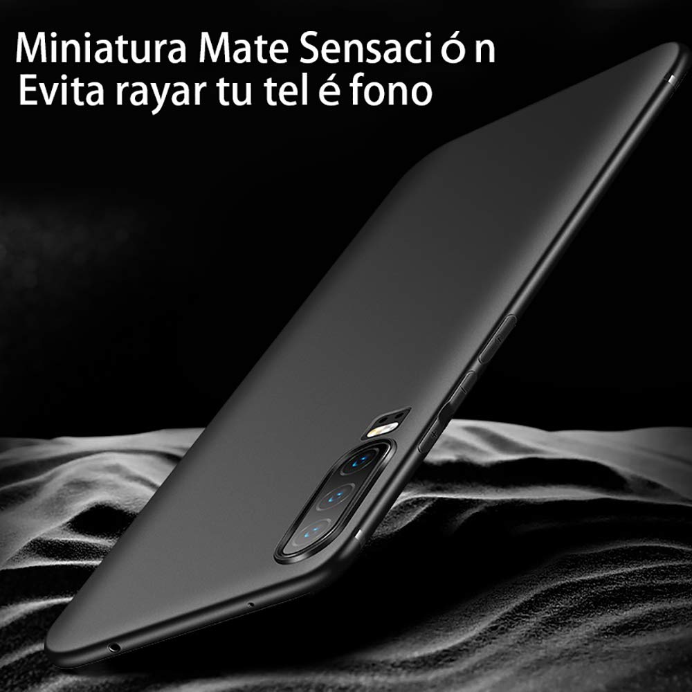 Funda Protectora de TPU Ultrafina QWYJ para Huawei P30 Negro Matte Minimalista