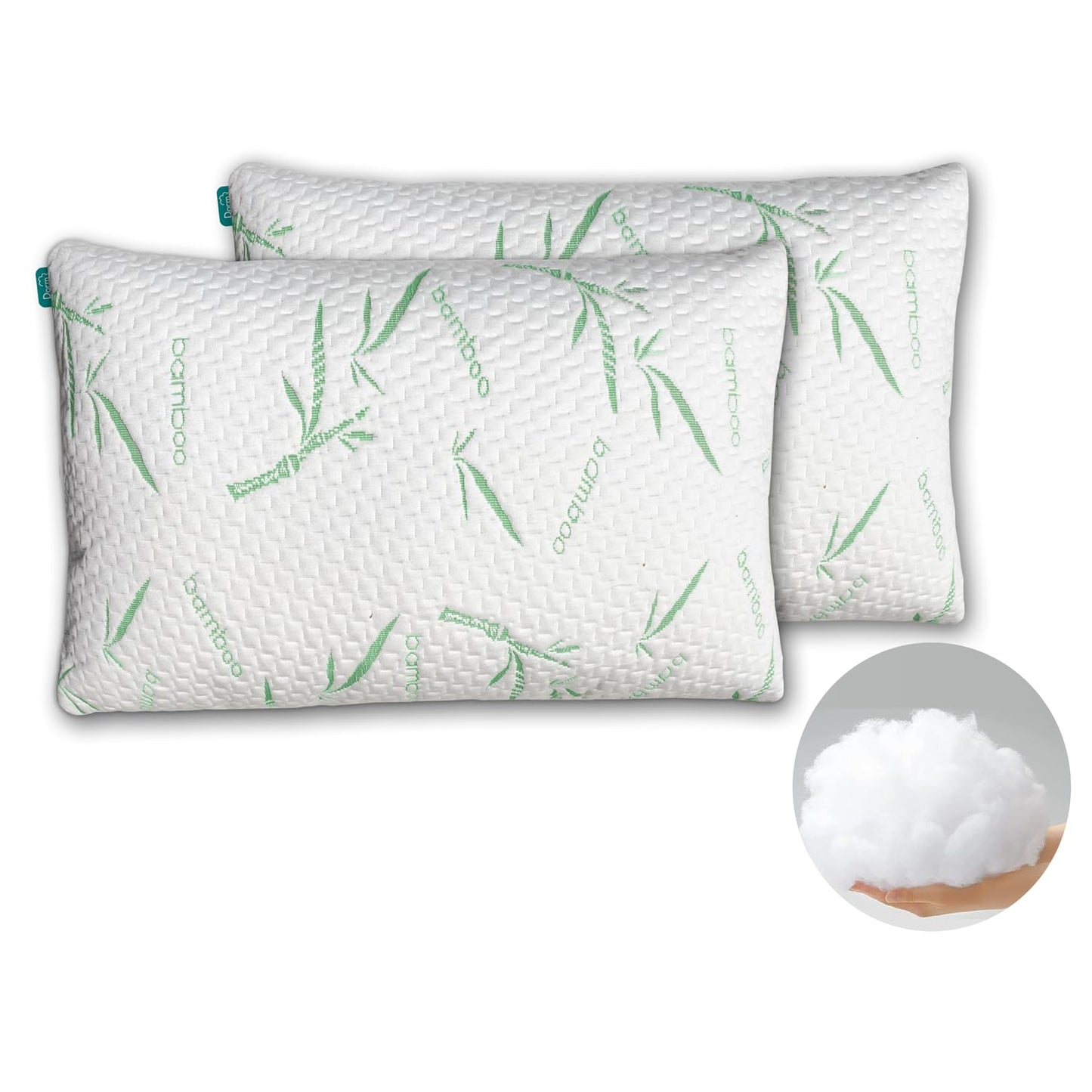 Colchones Dorm® 2 Almohadas de Bambu Transpirable de MicroGel | Cloud Pillow 2 Pack |Funda de Bambú | Firmeza: Media | Hipoalergénica, Certificaciones | 2 Piezas Tamaño Estándar (50cm x 70cm)