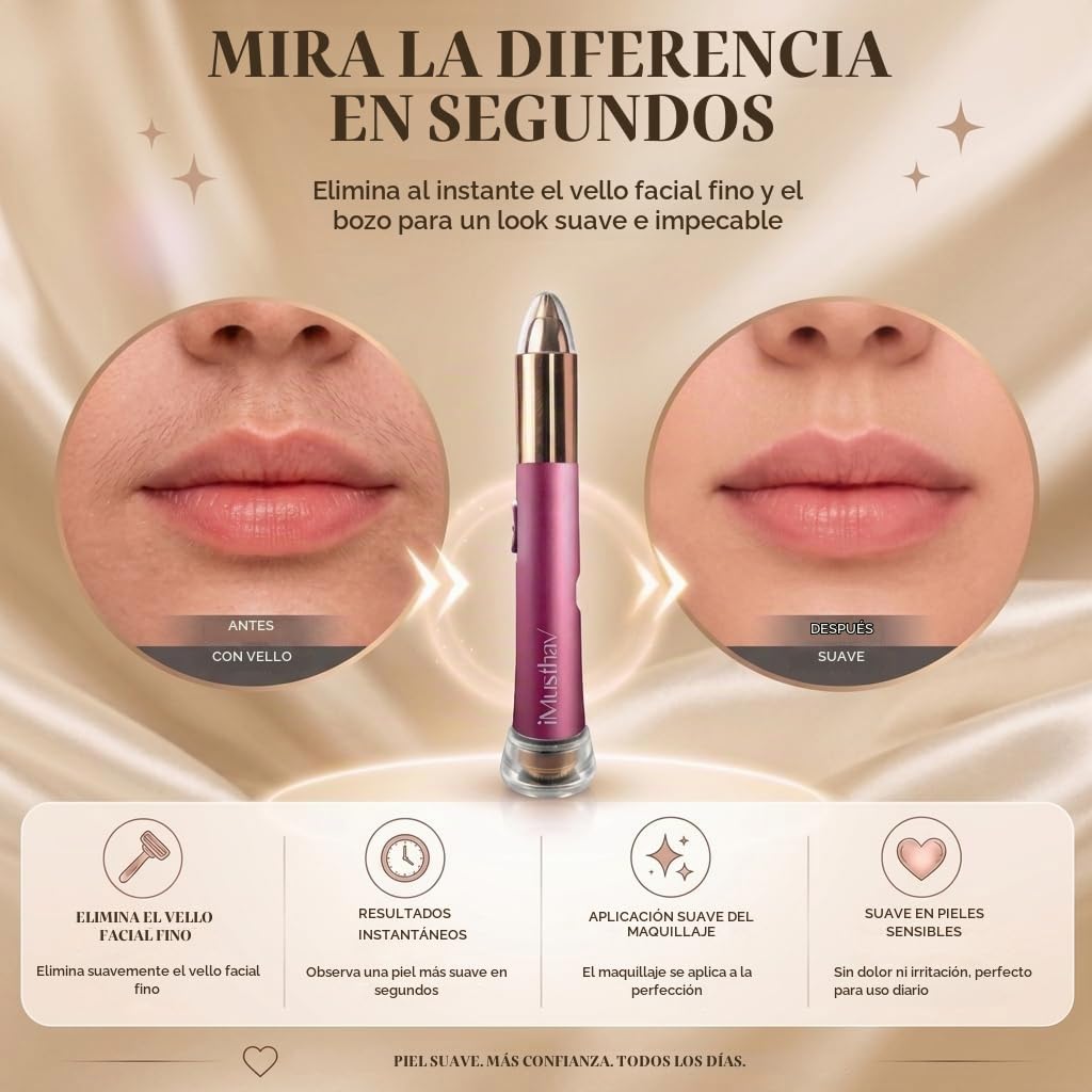 Depiladora Eléctrica Indolora para Mujer, Elimina Vello de Cejas y Facial