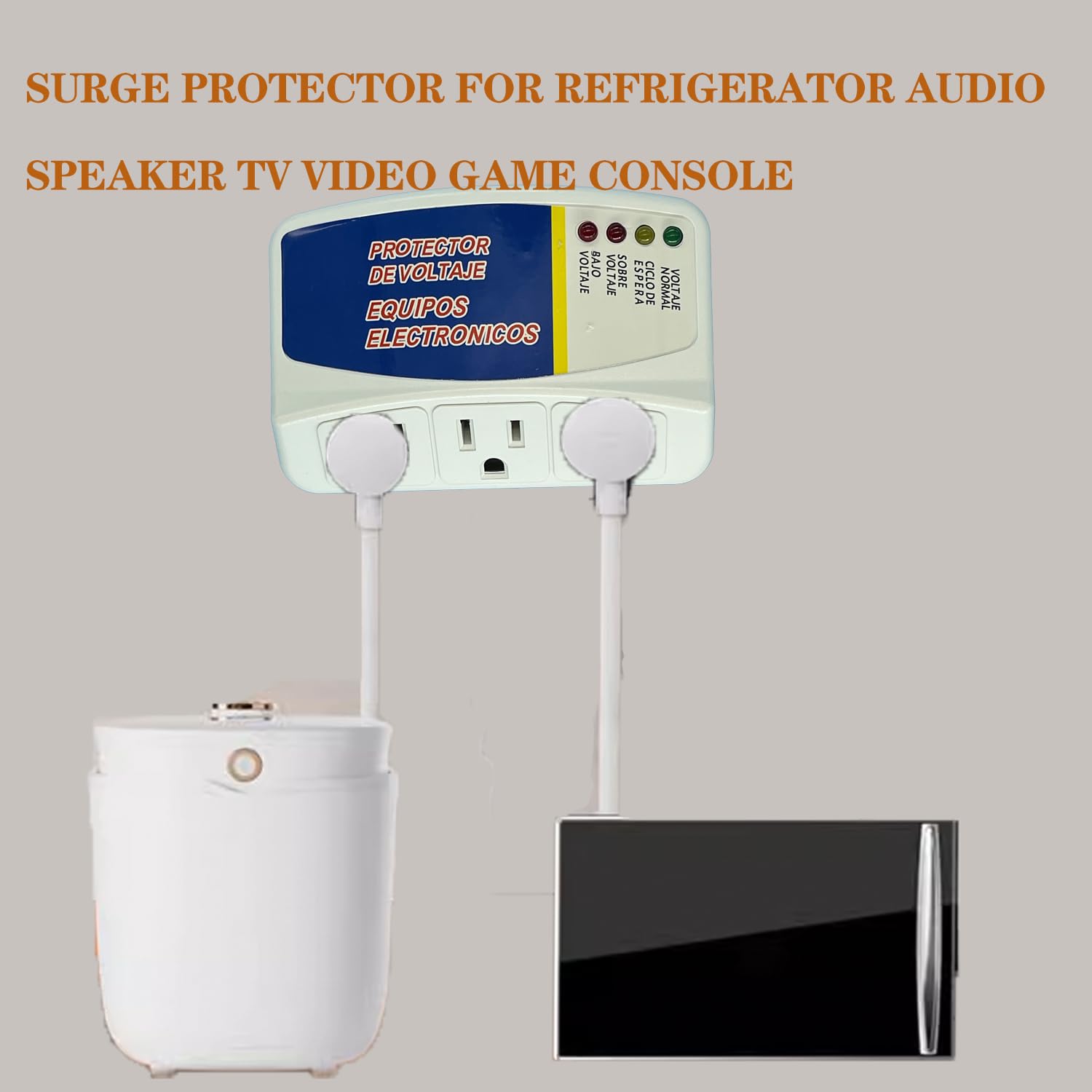 Lelukee Protector de Voltaje Protector de Sobretensión Electrónico Enchufe Protector de Sobretensión de 3 Tomas para PC/TV/Refrigerador 12A MAX 90-135V (1 Paquete)
