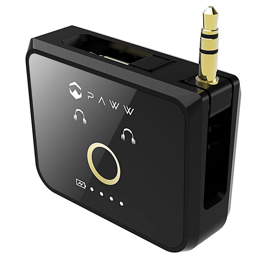 Transmisor de Audio Paww WaveCast Negro Bluetooth 5.0 con Baja Latencia y Carga Rápida
