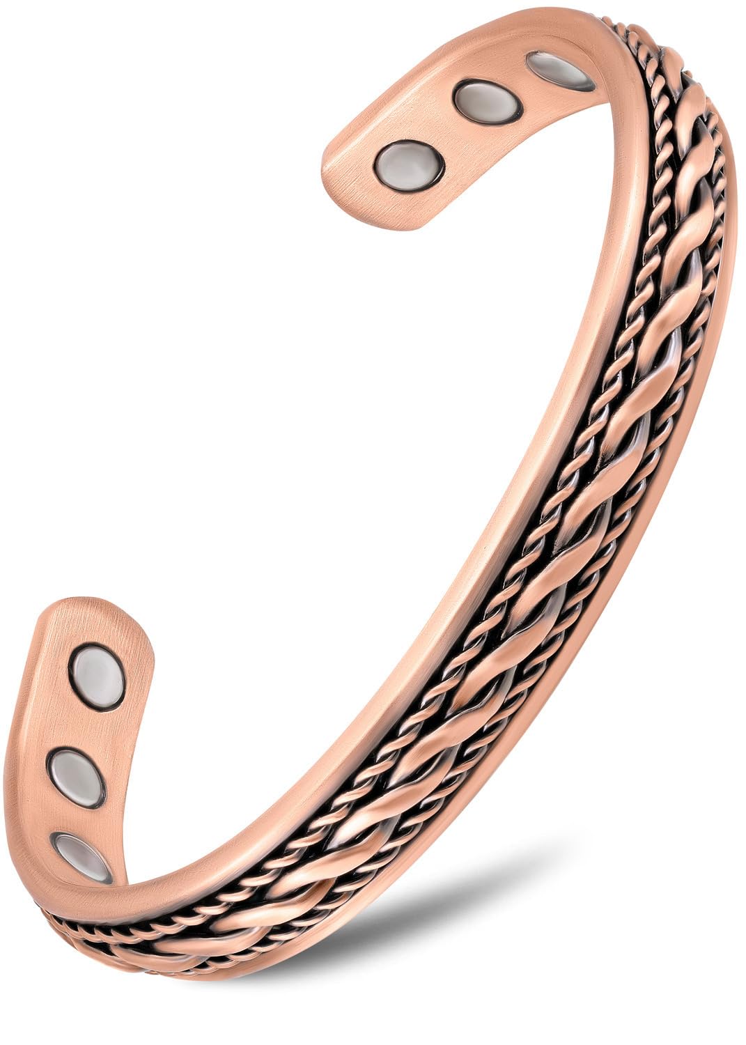 MagnetRX® - Pulsera de cobre para mujer, eficaz 99.9% cobre puro, pulseras de terapia magnética para mujer, pulsera ajustable de cobre (alambre de cobre incrustado)