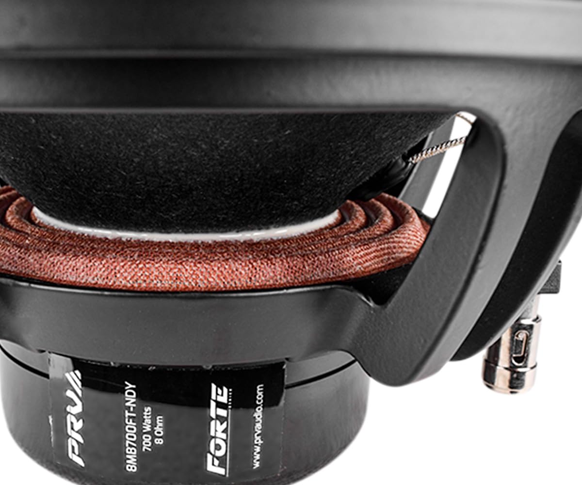 PRV AUDIO - Altavoz de Bajo Medio de 8 Pulgadas 8MB700FT-NDY 8 Ohmios Altavoz de Neodimio con 700 Vatios de Potencia RMS, Audio Profesional de Alta Excursión Neo Bajo Medio (Simple), Color Negro