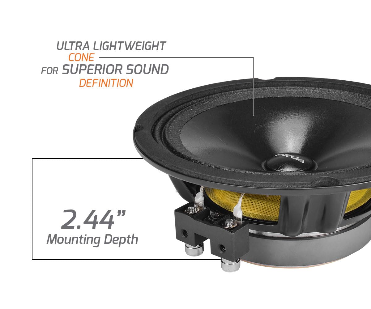 PRV AUDIO - Altavoces de rango completo para coche de 6.5 pulgadas, 200 vatios por par, 4 ohmios RS65-PRO, altavoz de repuesto OEM de alta calidad, ideal para sistema de sonido estéreo de coche con