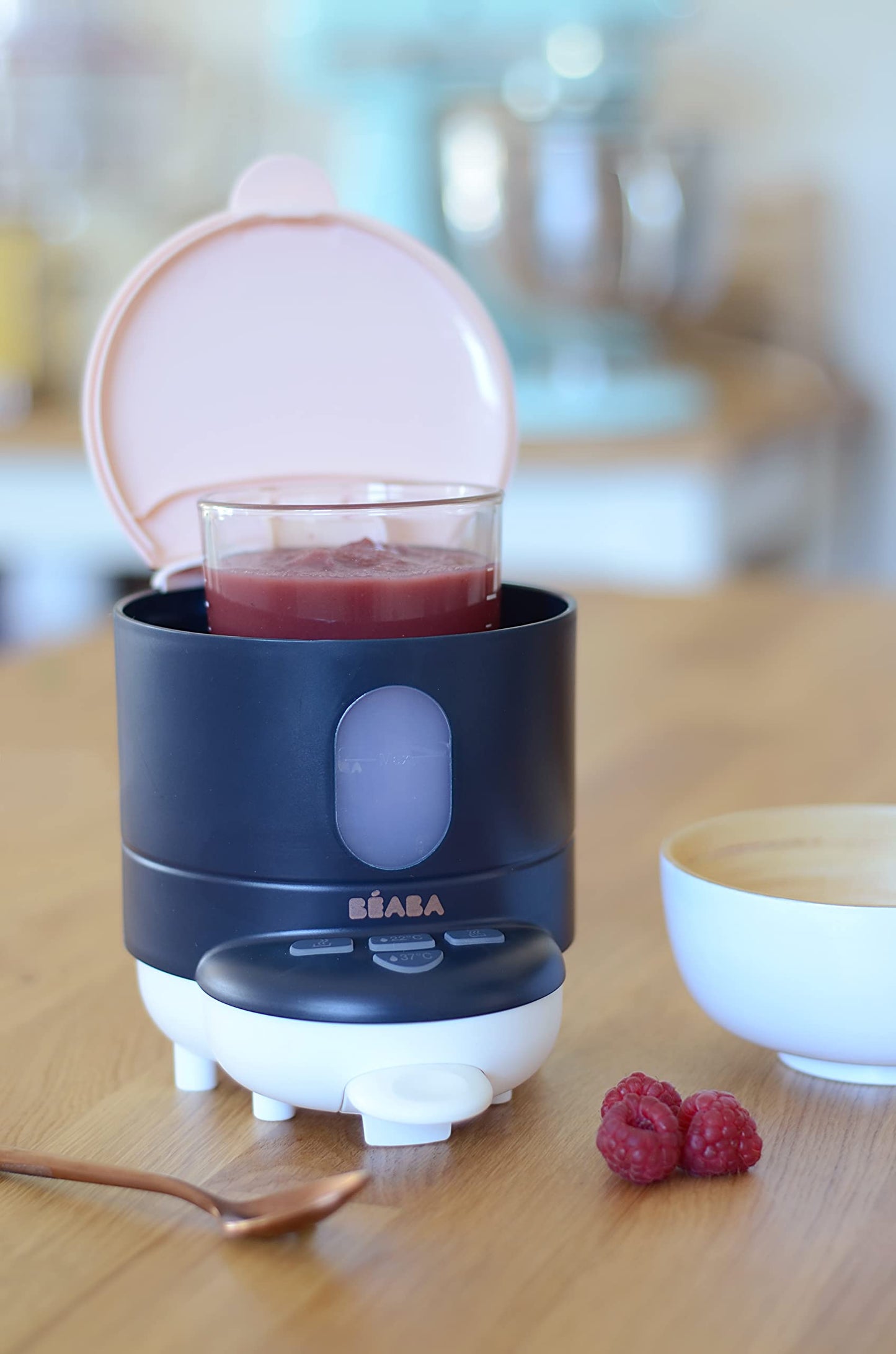 BEABA Bib'Expresso Calentador de agua rápido, Prepara biberón para fórmula en 30 segundos, Dispensador de agua de calentamiento rápido para biberón, Calentador de biberón y comida para bebés, Calentador de leche de fórmula, Calentador de biberones, Midnig