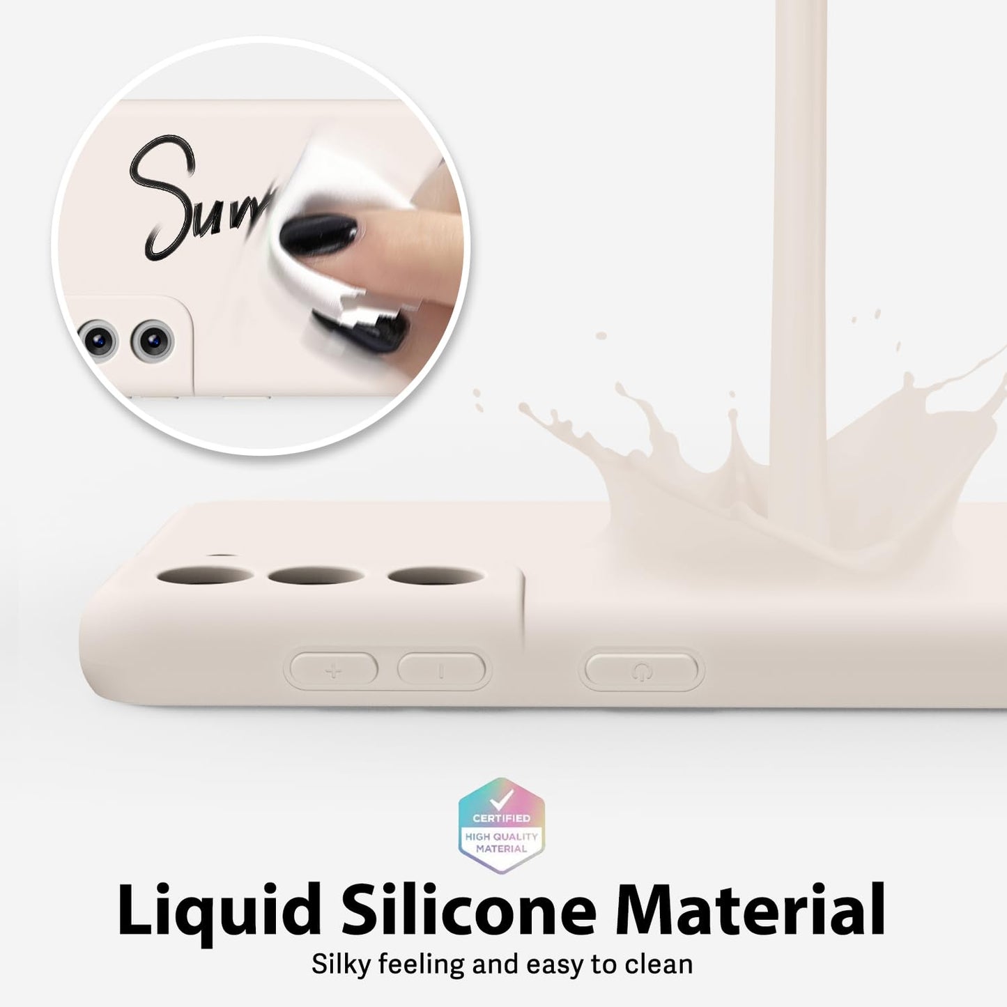 oakxco - Funda de silicona líquida para Samsung Galaxy S21, diseño estético, sólido mate y resistente a los golpes, color beige