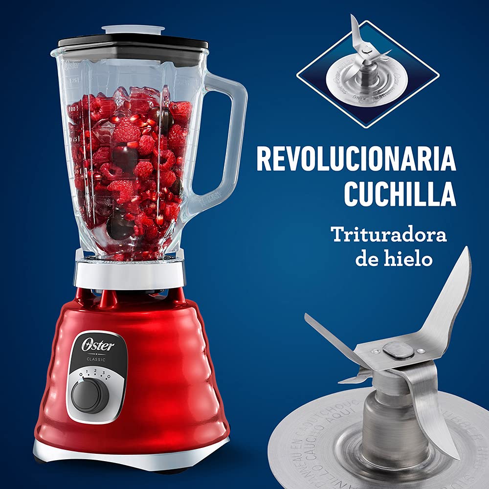 Licuadora Oster Clásica Roja 3 Velocidades Vaso de Vidrio