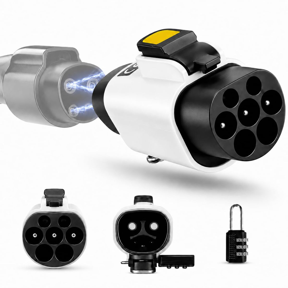 Adaptador de Carga AHFWGY Negro con Candado de Seguridad para Coches Eléctricos