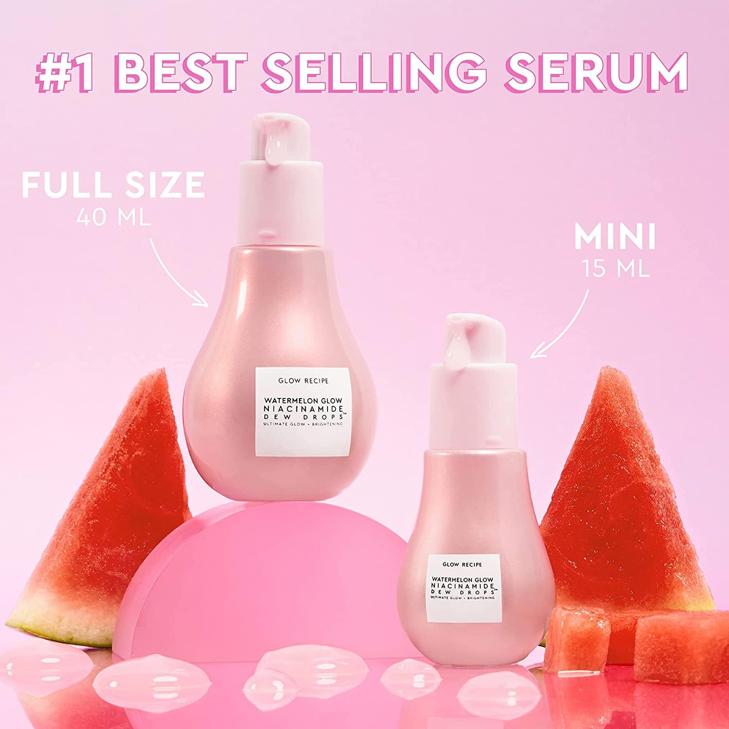 Glow Recipe | Watermelon Glow Niacinamide Dew Drops Serum | Gotas de Suero Iluminador | 40ml (1.35fl. oz)