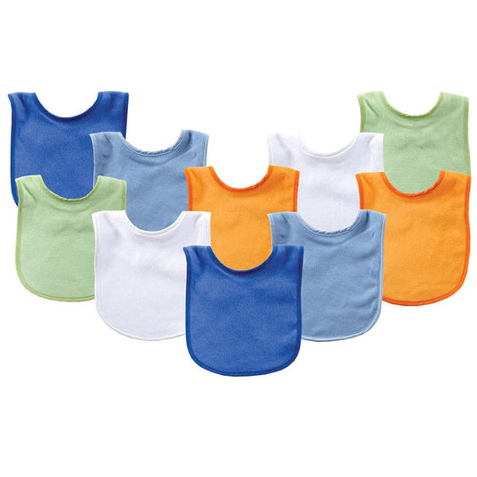 Luvable Friends - Baberos para bebé (10 unidades), Combinado azul, Una talla