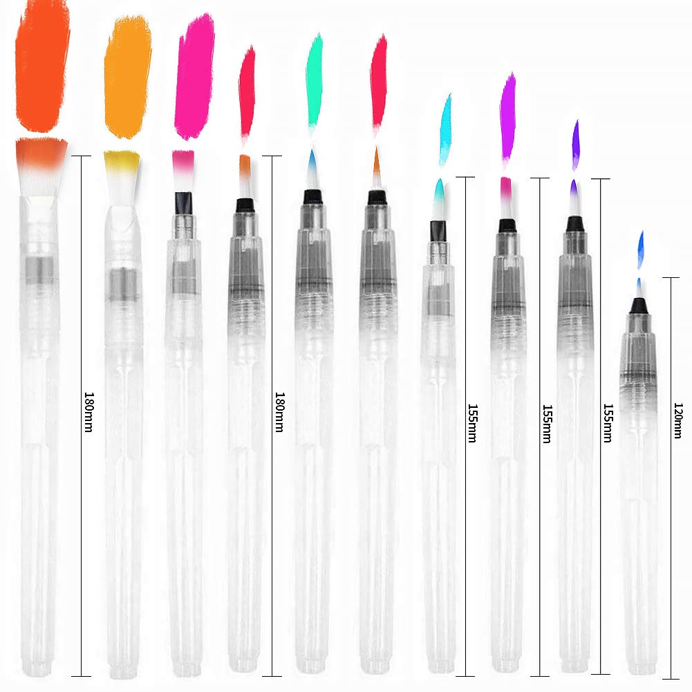Pincel de Agua 10 Piezas Pinceles Acuarela de Pintura para Acuarela Puntas Caligrafía Arts Marcadores Surtidos Pequeño Grande de Agua Soluble Lápices Pinceles para Acuarela para Pintura de Acuarela