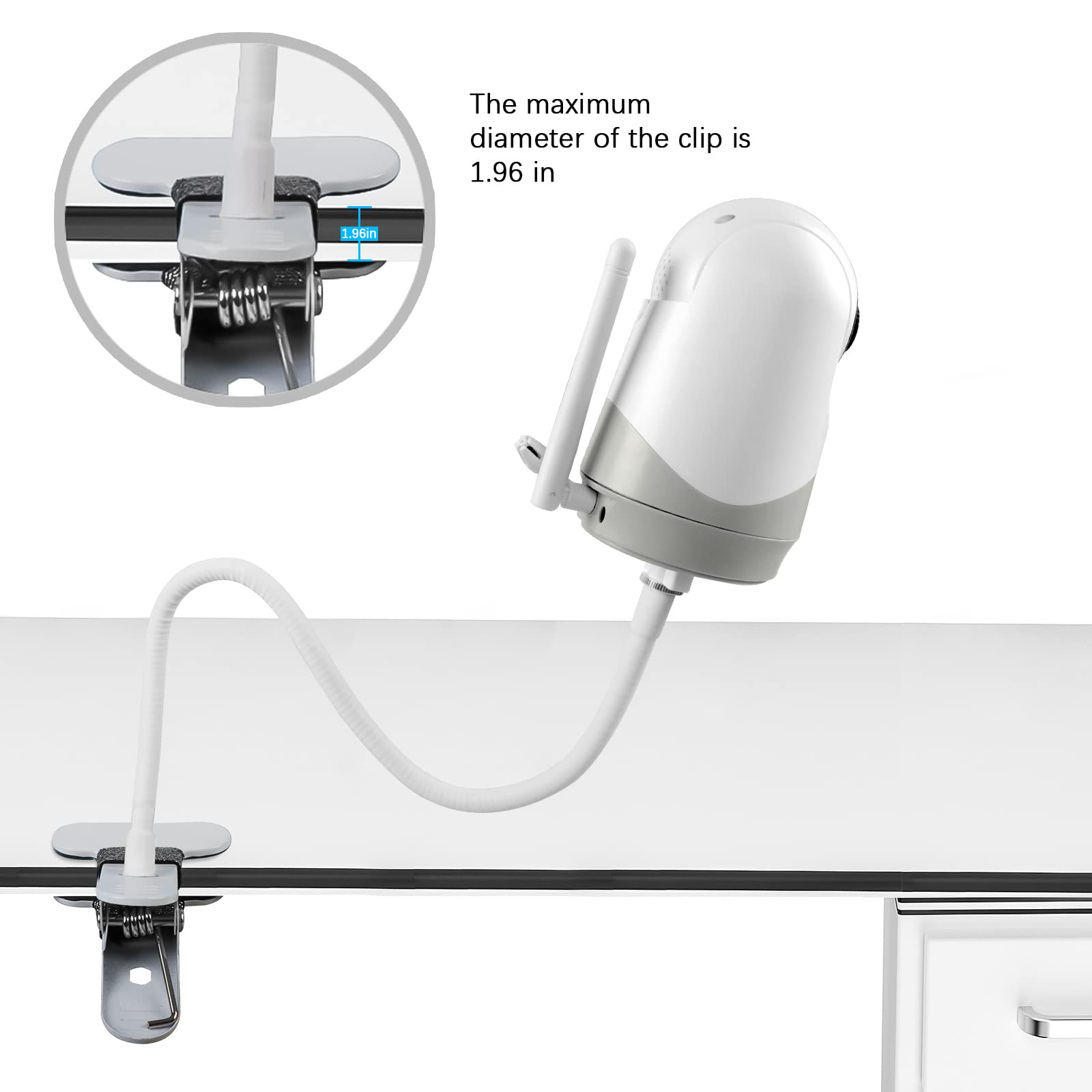 Soporte de Clip Flexible HOLACA para Monitor de Bebé Hellobaby Blanco para Cuna sin Herramientas