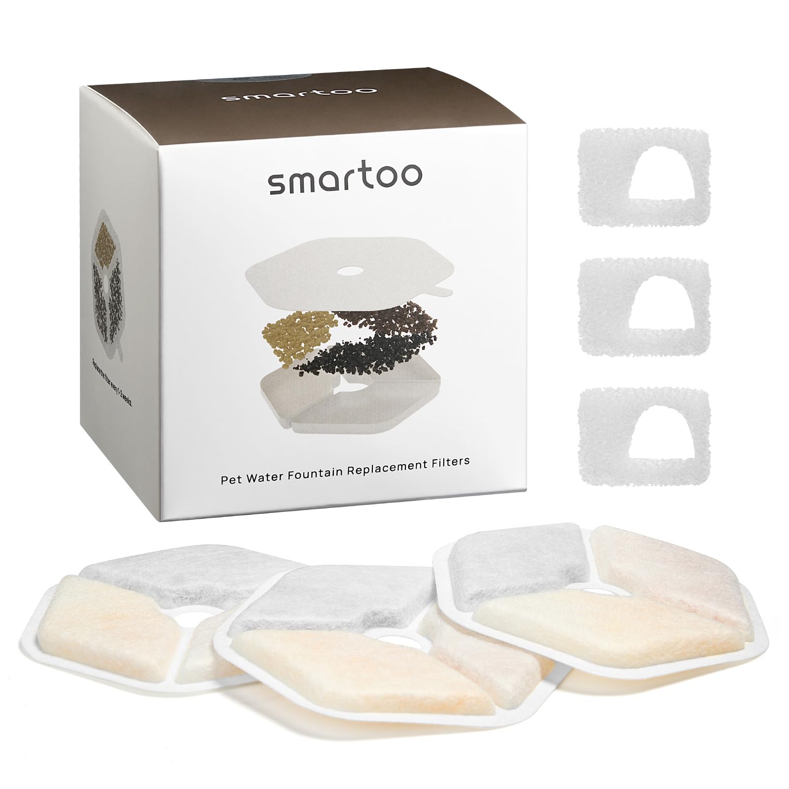 Fuente de Agua Samrtoo para Gatos con Filtros, Paquete de 3