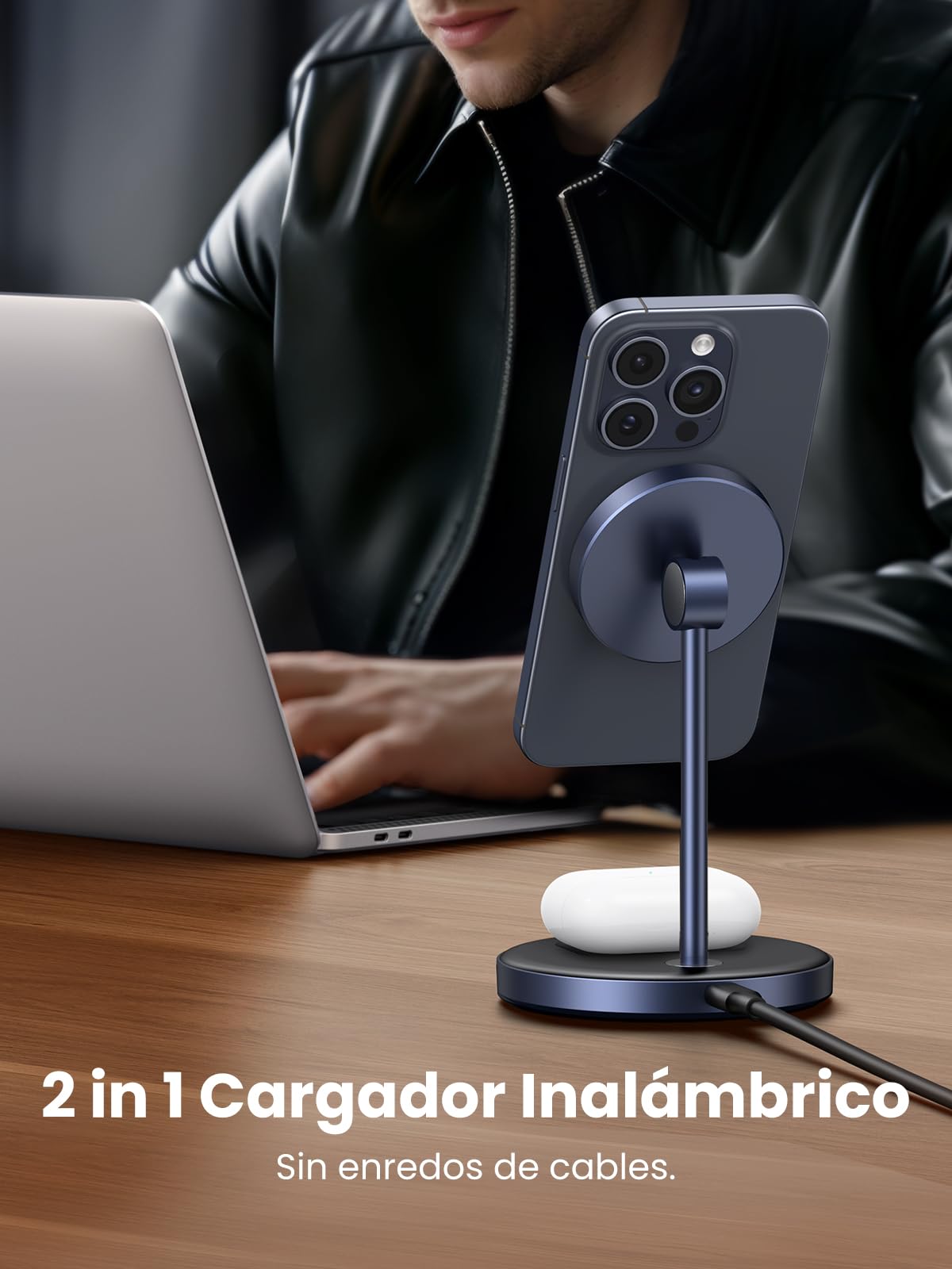 Soporte de Carga Inalámbrico UGREEN Blanco Qi 3 en 1 para iPhone y AirPods