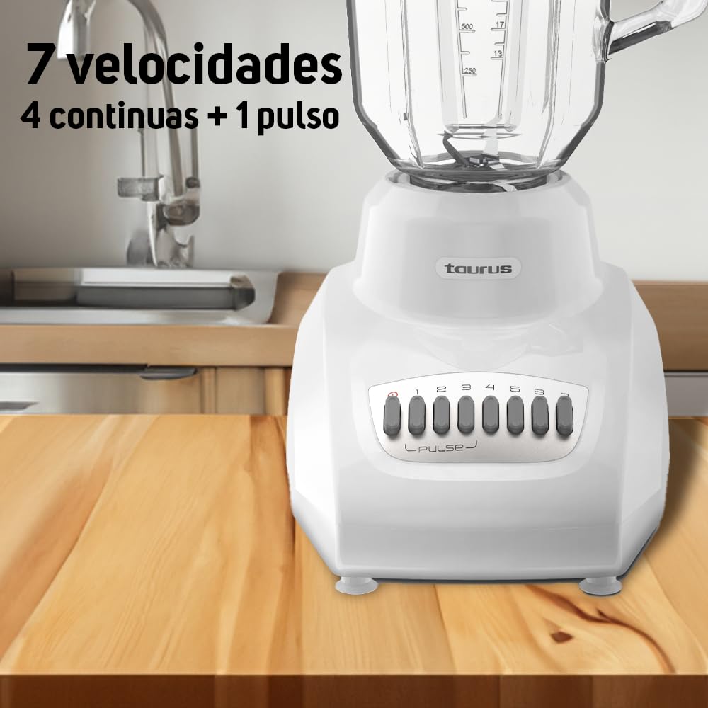 Licuadora Taurus Gaudi Vidrio Diamante 1.5 L Easy Fit 500 Watts 7 Velocidades