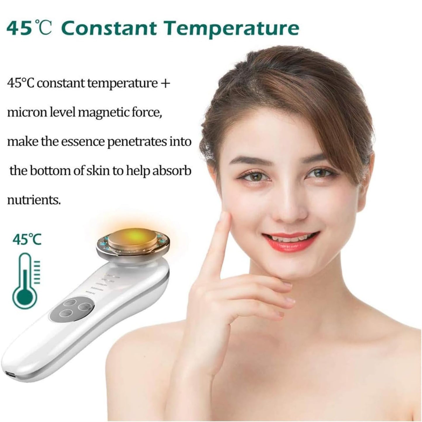 Masajeador Facial Eléctrico, Facial Aparato Radiofrecuencia, 7 en 1 Aparato Facial Ultrasonido, Fototerapia De Luz Roja Y Azul Calor, Anti-Envejecimiento, Limpieza Profunda, Cuidado Facial