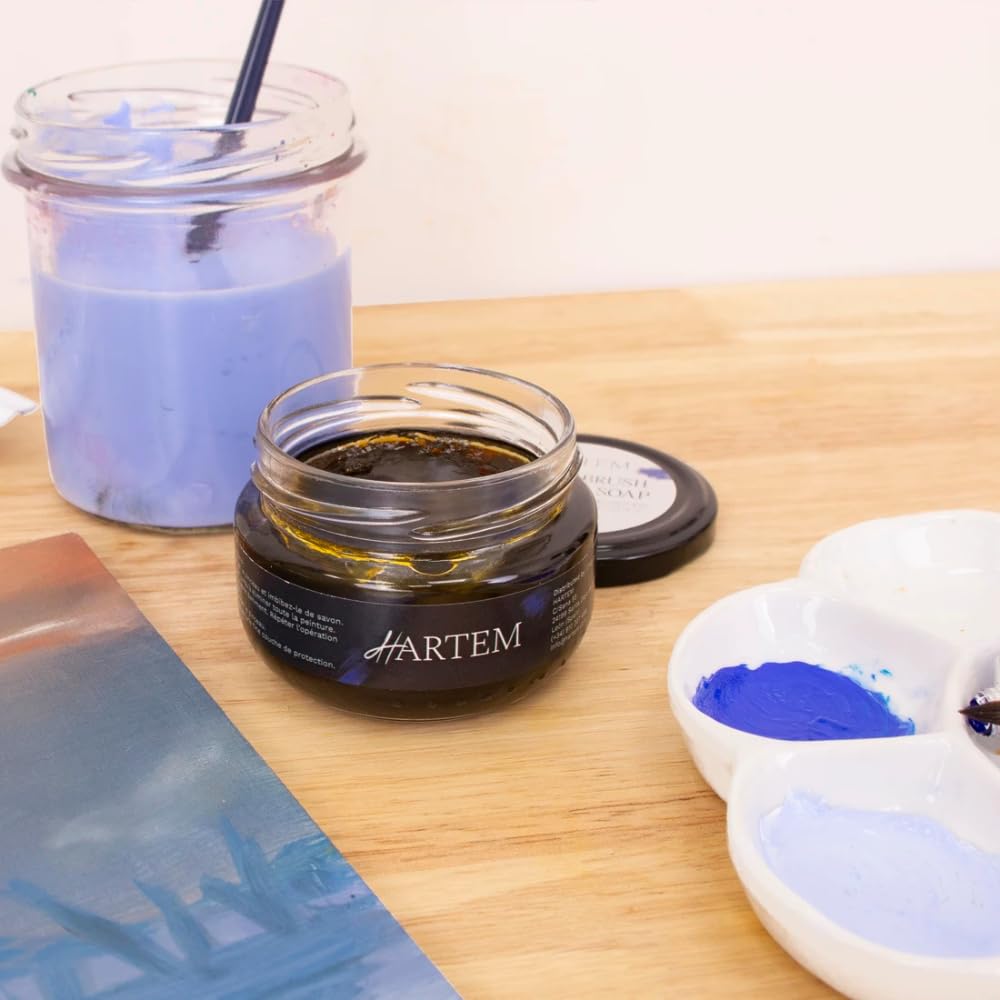 Hartem - Jabón y acondicionador Limpiador en Crema Vegano para Pinceles de Maquillaje y Arte, Limpieza Profunda y restauración con aceites Vegetales para Proteger Tus Pinceles, 100